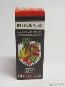 Жидкость для электронный сигарет INTRUE Lab - лицевая и задняя стороны упаковки