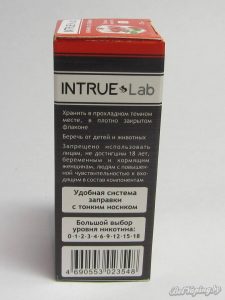 Жидкость для электронный сигарет INTRUE Lab - боковая сторона упаковки