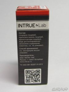 Жидкость для электронный сигарет INTRUE Lab - боковая сторона упаковки
