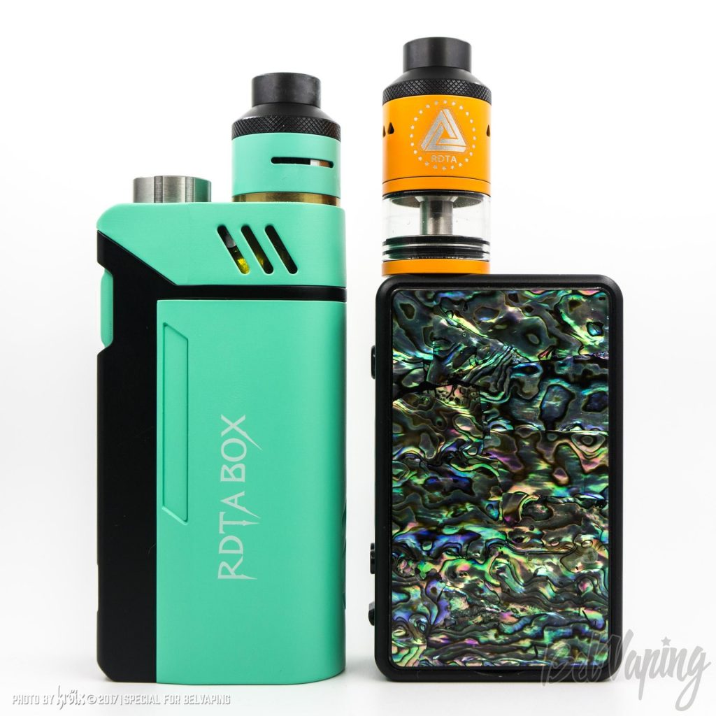 Сравнение iJoy RDTA BOX 200W TC (слева) с Limitless RDTA Classic Edition на двухаккумуляторном боксмоде Hotcig R150