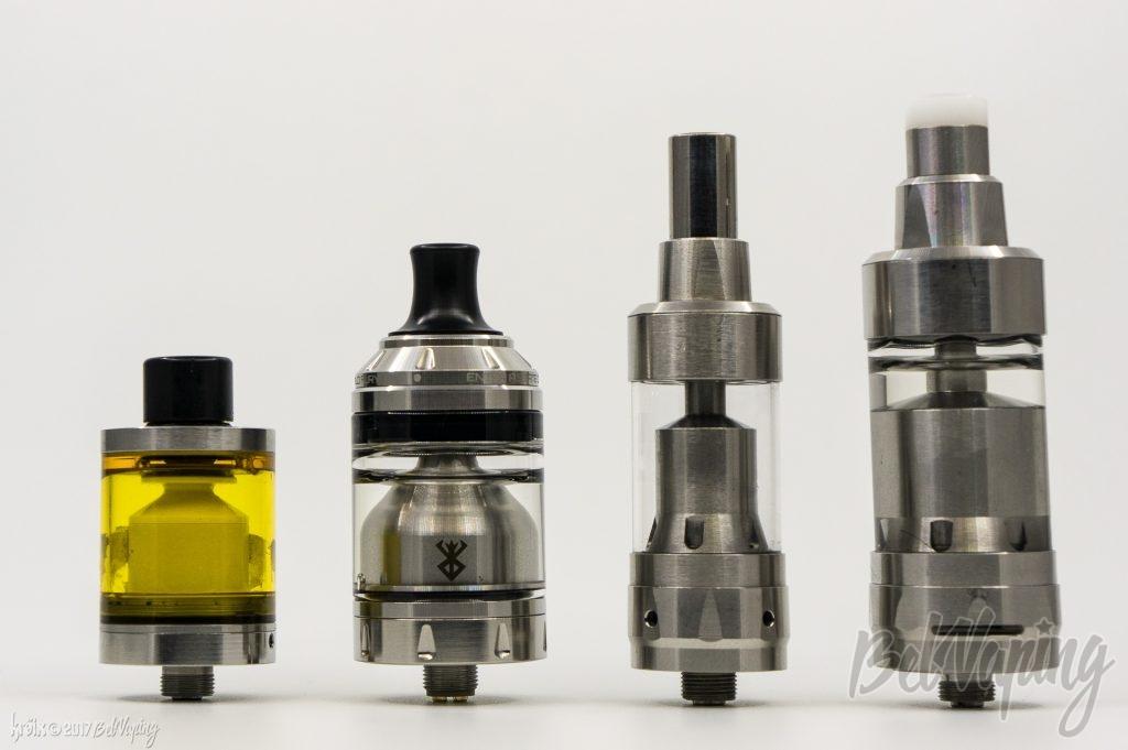 Слева направо: Pico RTA, Berserker MTL RTA, Kayfun 3 Mini, Kayfun 5