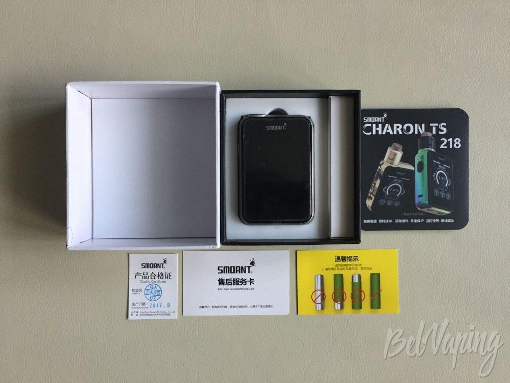 Коплектация боксмода Smoant Charon TS218
