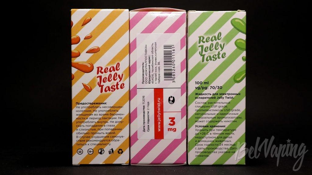 Жидкости Jelly Twist - информация на упаковке