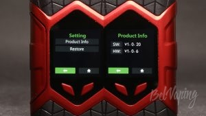 Vaptio WALL CRAWLER KIT - меню настроек и информация о прошивке