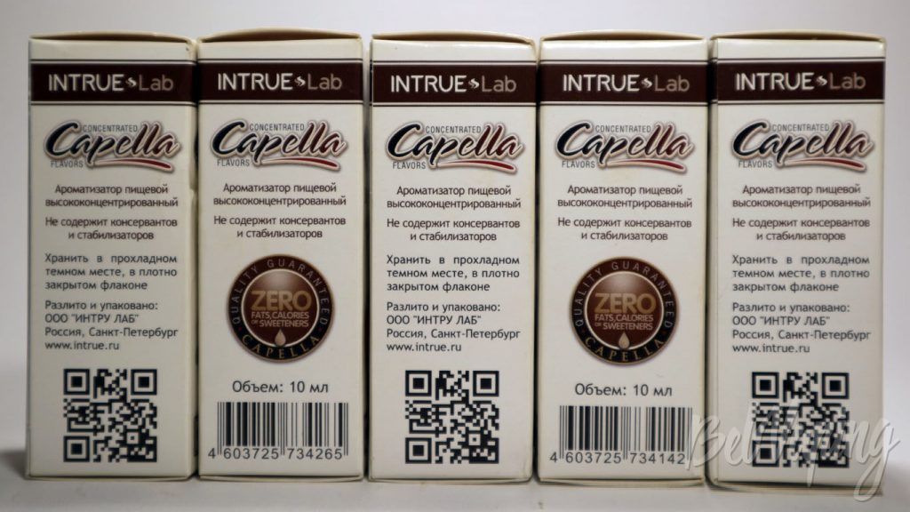Ароматизаторы Capella от INTRUE Lab - информация на упаковке