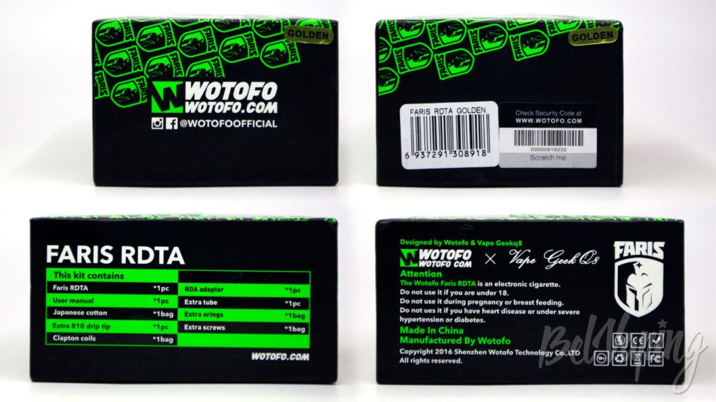 Wotofo FARIS RDTA - упаковка