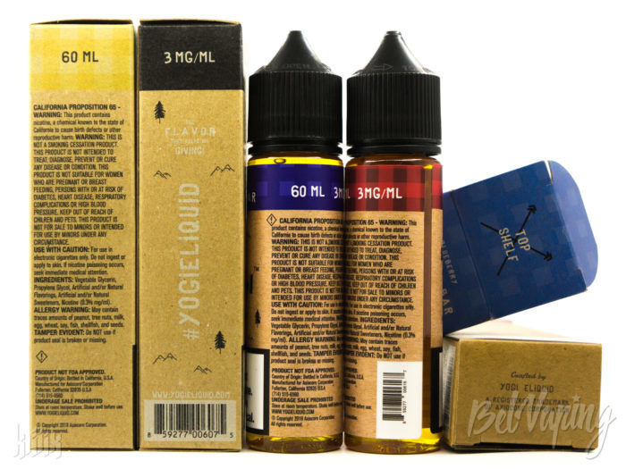 Упаковка и этикетка жидкости Yogi Eliquid