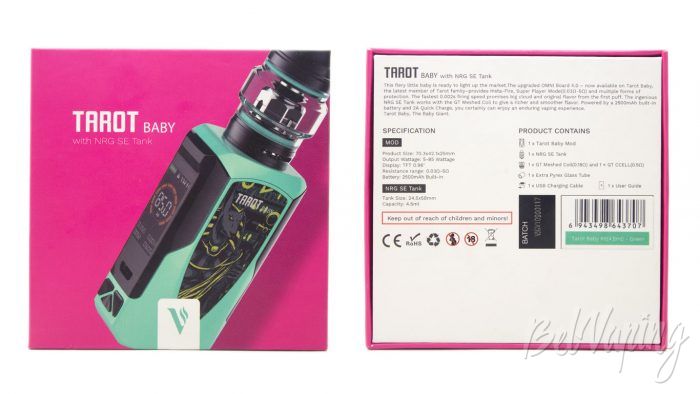 Vaporesso TAROT BABY with NRG SE Tank - упаковка