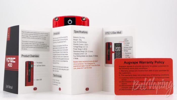Инструкция Augvape VTEC 1.8 Mod