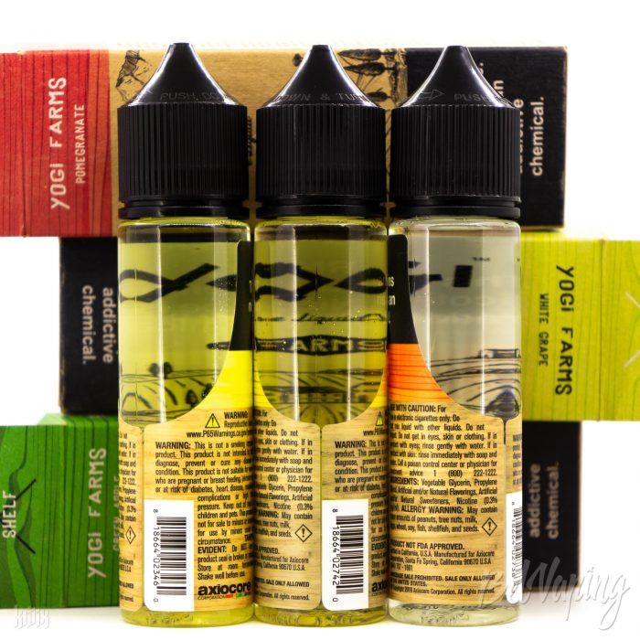 Этикетка жидкости Yogi Farms E-Liquid