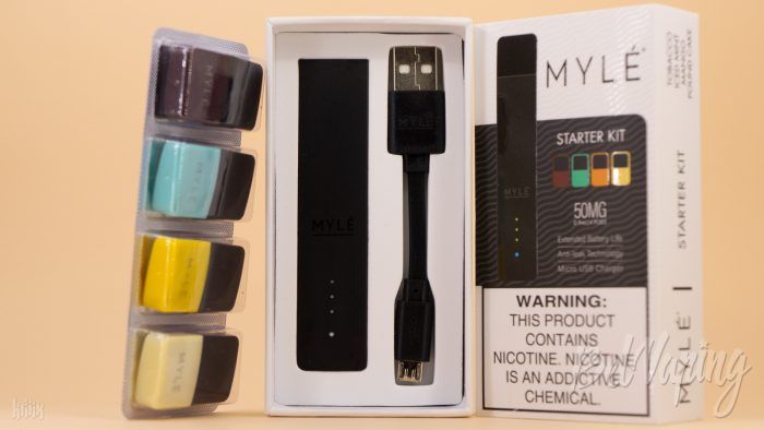 Содержимое упаковки черного MYLE VAPORS Starter Kit