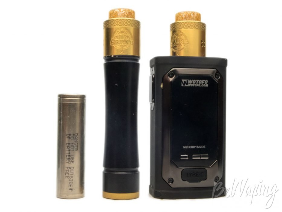 Wotofo SRPNT RDA - внешний вид на разных батарейных блоках