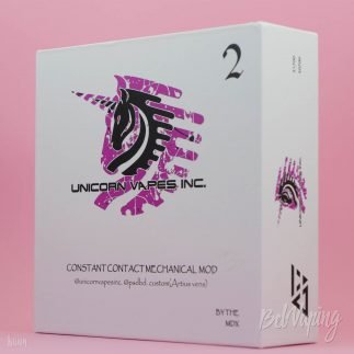 Упаковка мехмода Vert2 Mechanical Mod от Unicorn Vapes Inc и PSDBD спереди