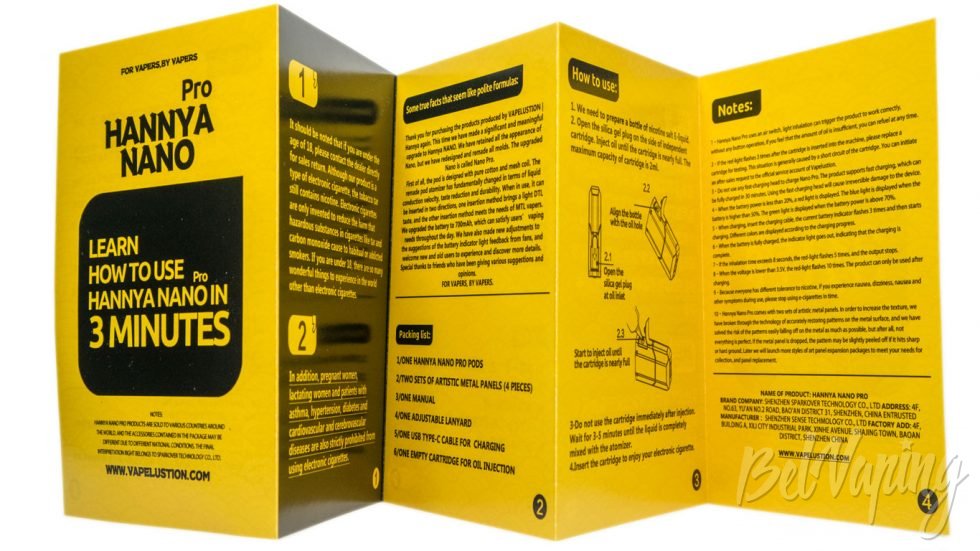 Vapelustion HANNYA NANO PRO - инструкция