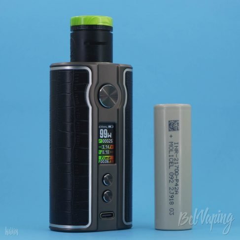 Сравнение размеров Pioneer4You IPV V200 Box Mod и аккумулятора 21700
