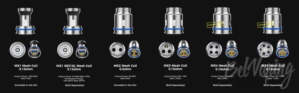 Виды испарителей MX Mesh Coil