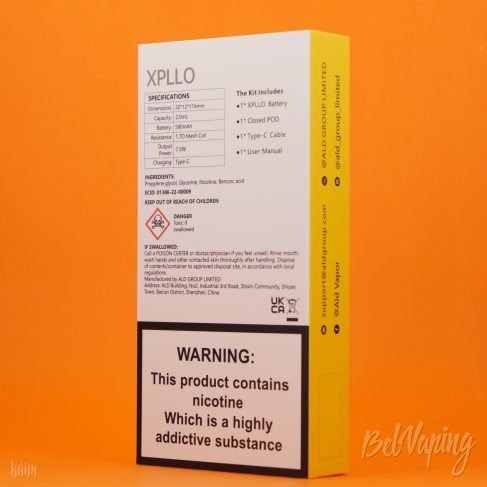 Упаковка сзади набора ALD XPLLO с заправленным картриджем