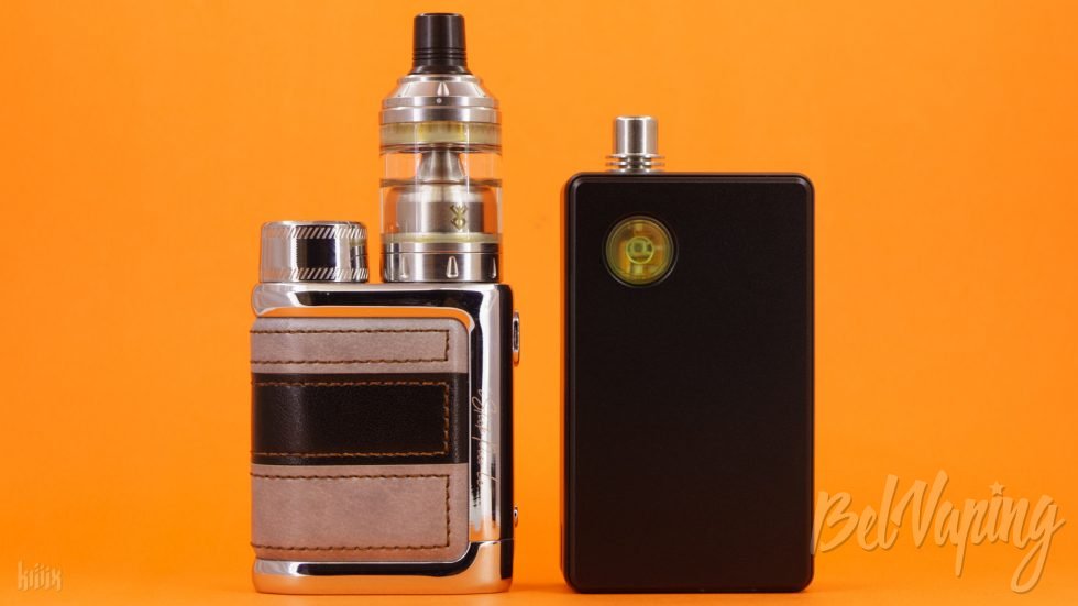 Сравнение размеров iStick Pico Le с Berserker MTL RTA (слева) и Cthulhu RBA AIO BOX