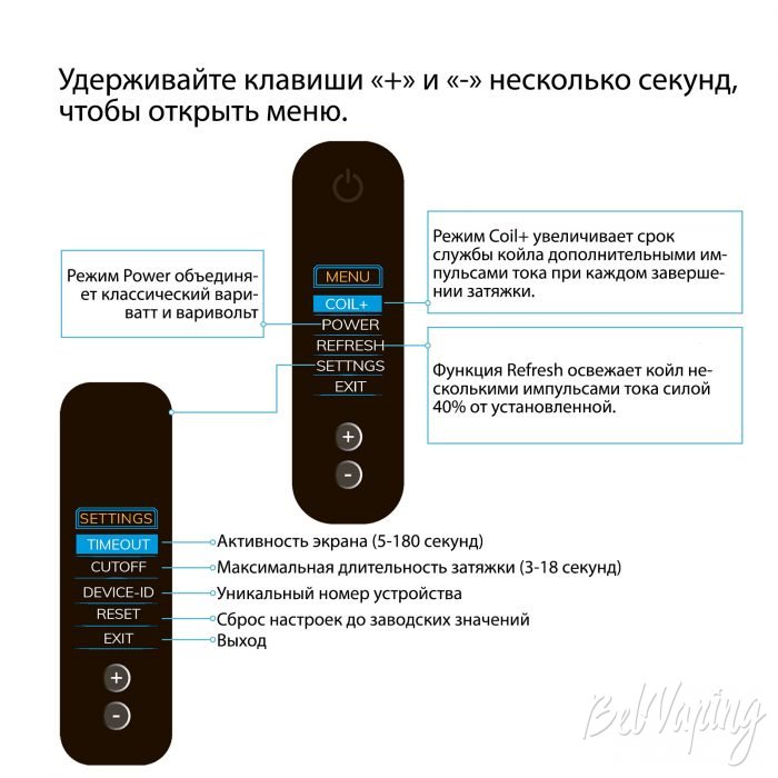 Меню мода Innokin Kroma 217