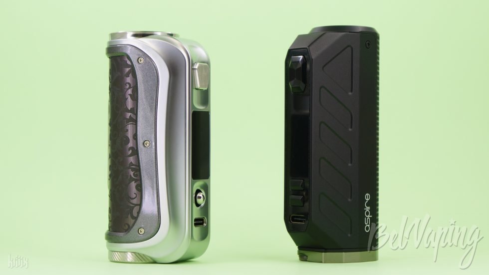 Сравнение размеров SXmini SL Class V2 Box Mod и Aspire Deco Mod