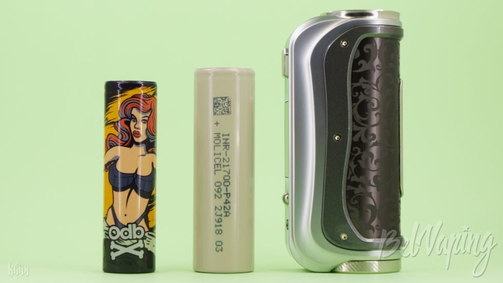 Сравнение размеров аккумуляторов 18650, 21700 и SXmini SL Class V2 Box Mod
