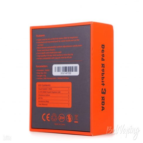 Упаковка Dead Rabbit V3 RDA сзади