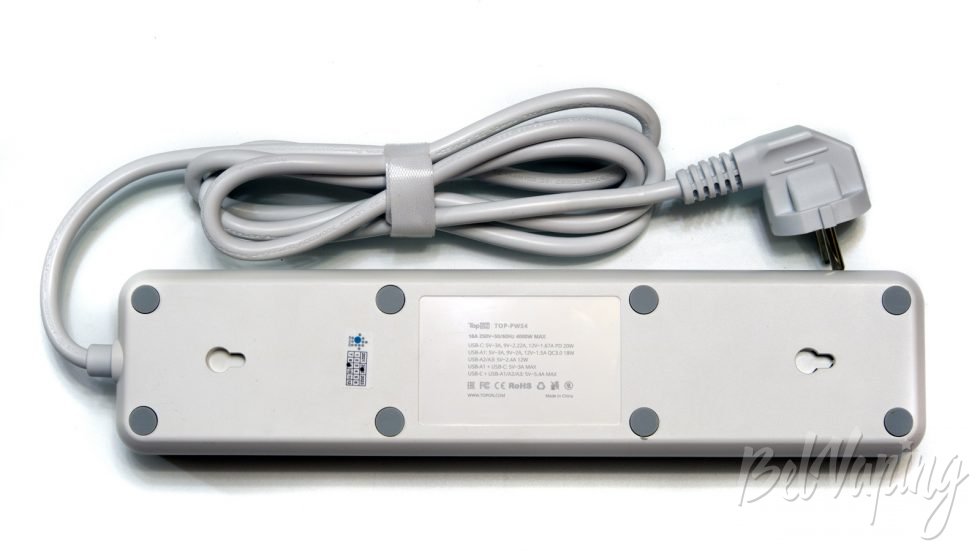 Сетевой фильтр с USB TOP-PWS4 - обратная сторона