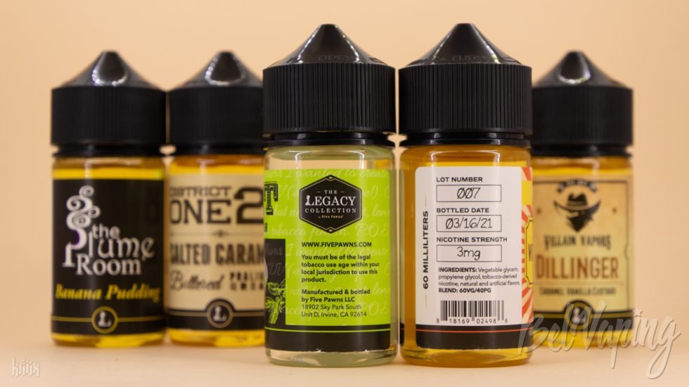 Тара и этикетка жидкости The Legacy Collection от Five Pawns