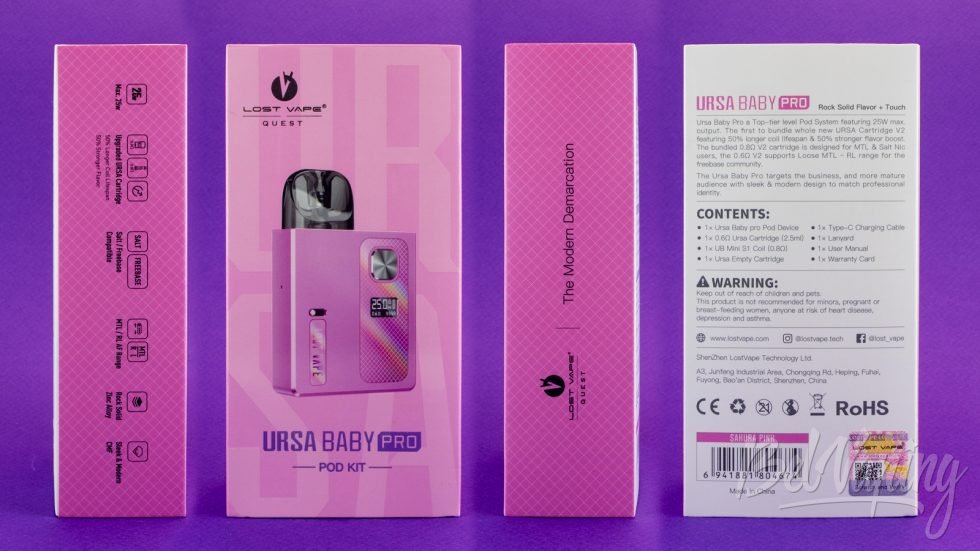 Обзор URSA BABY PRO от LostVape - упаковка