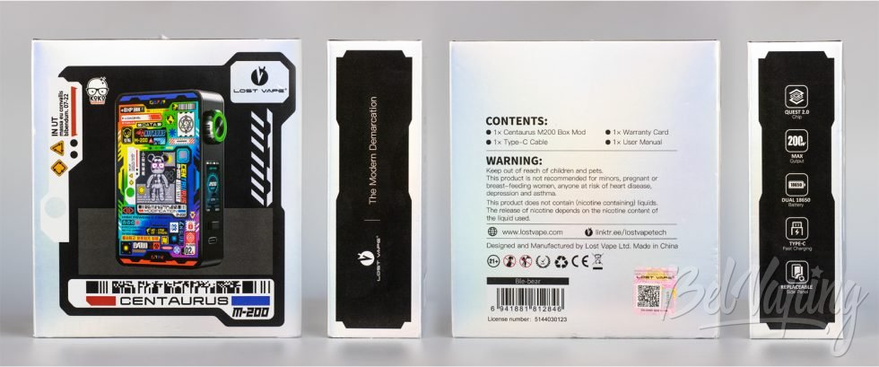 Обзор мода CENTAURUS M200 от Lost Vape - упаковка