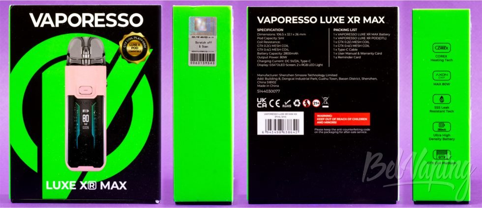 Обзор пода LUXE XR MAX от Vaporesso - упаковка