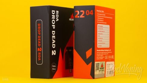 Упаковка Hellvape Drop Dead RDA V2 слева и справа