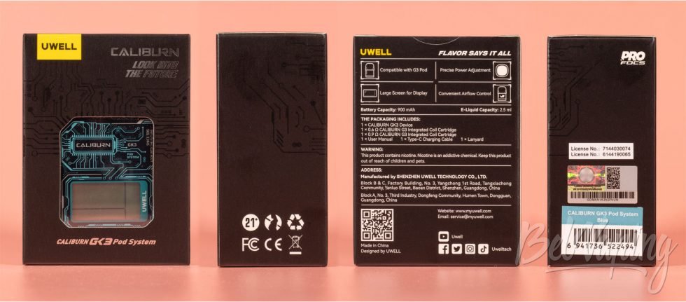 Обзор пода CALIBURN GK3 от UWELL - упаковка