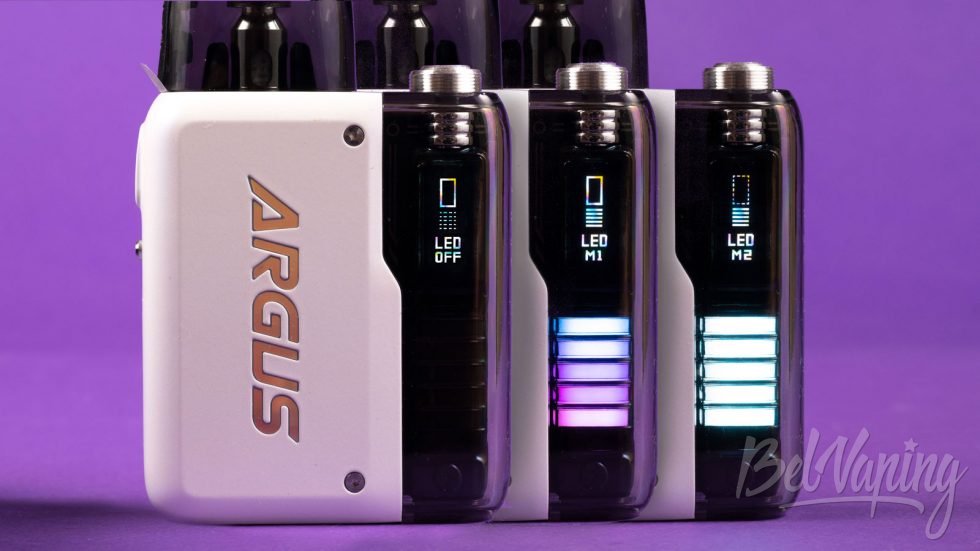 Обзор подика ARGUS P2 от Voopoo - настройки режимов подсветки