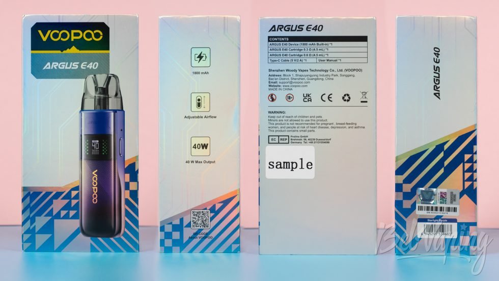 Обзор пода ARGUS E40 от Voopoo - упаковка