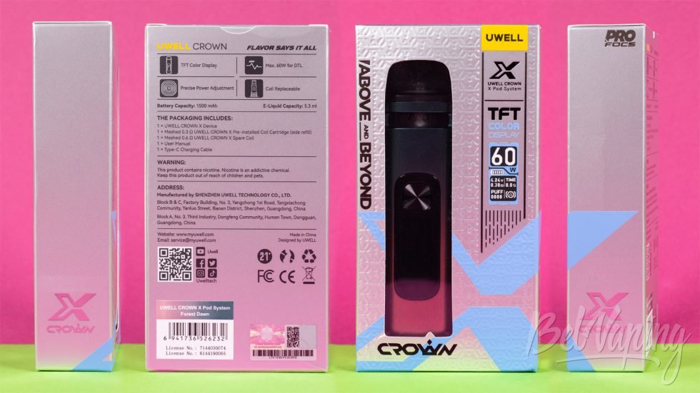 Обзор пода СROWN X от Uwell - упаковка