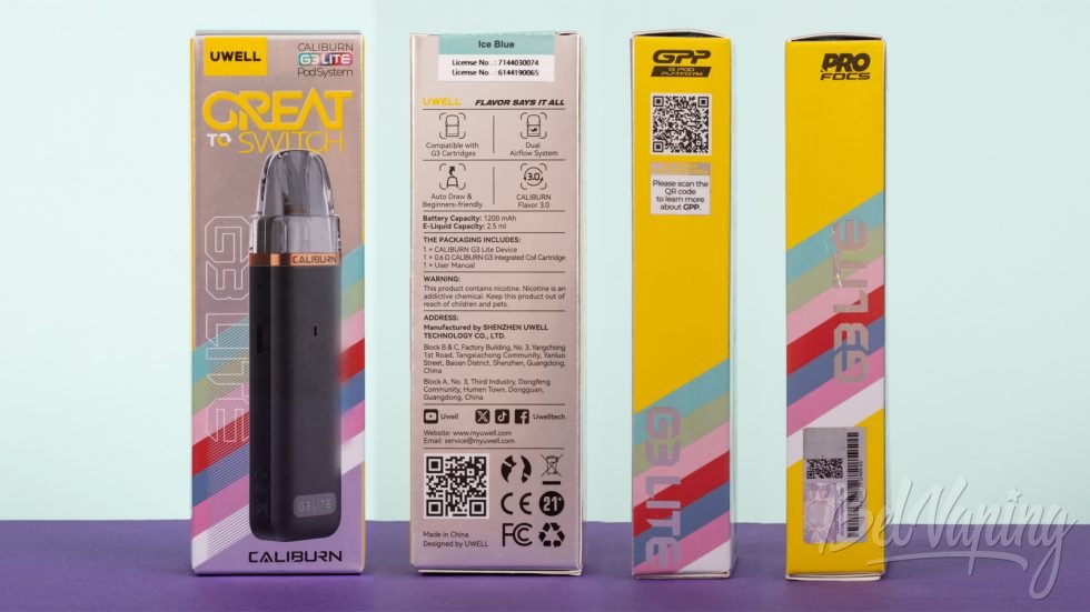 Обзор пода CALIBURN G3 LITE от UWELL - упаковка