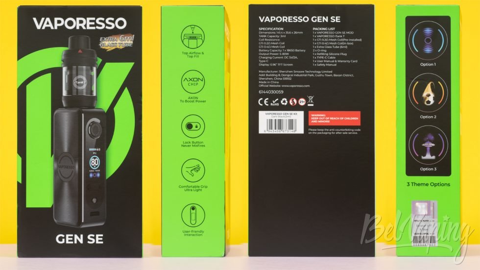 Обзор мода VAPORESSO GEN SE - упаковка