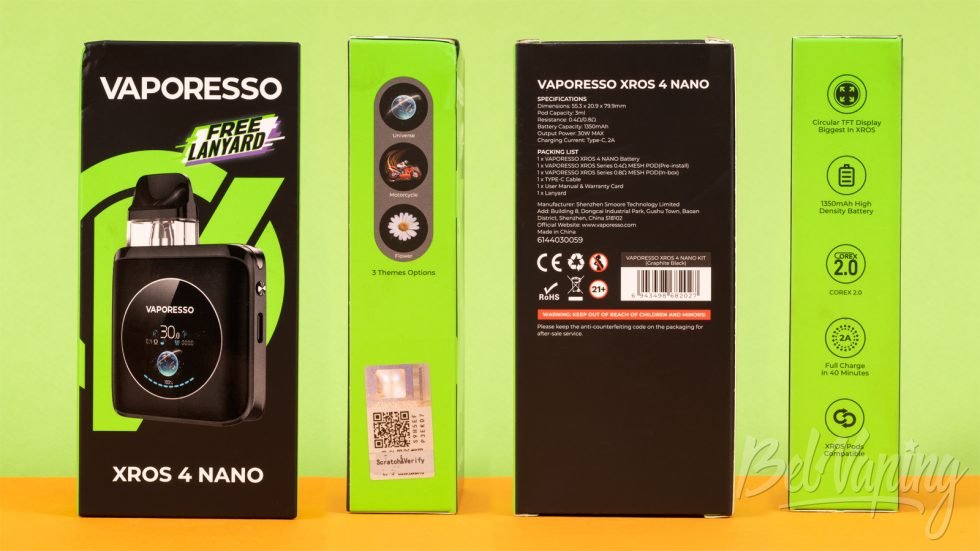 Обзор пода XROS 4 NANO от Vaporesso - упаковка
