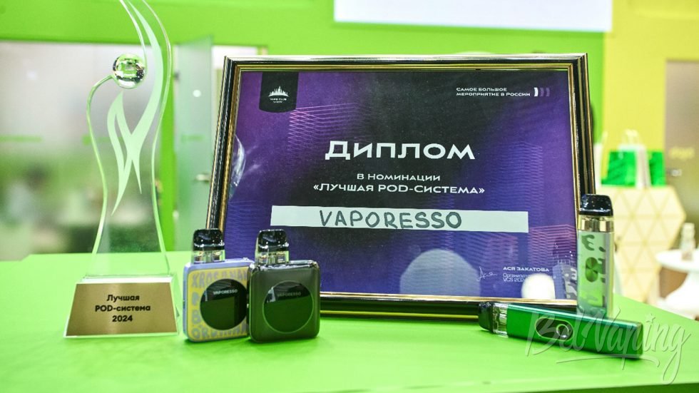 Диплом победителя в номинации «Лучшая pod-cистема» у Vaporesso
