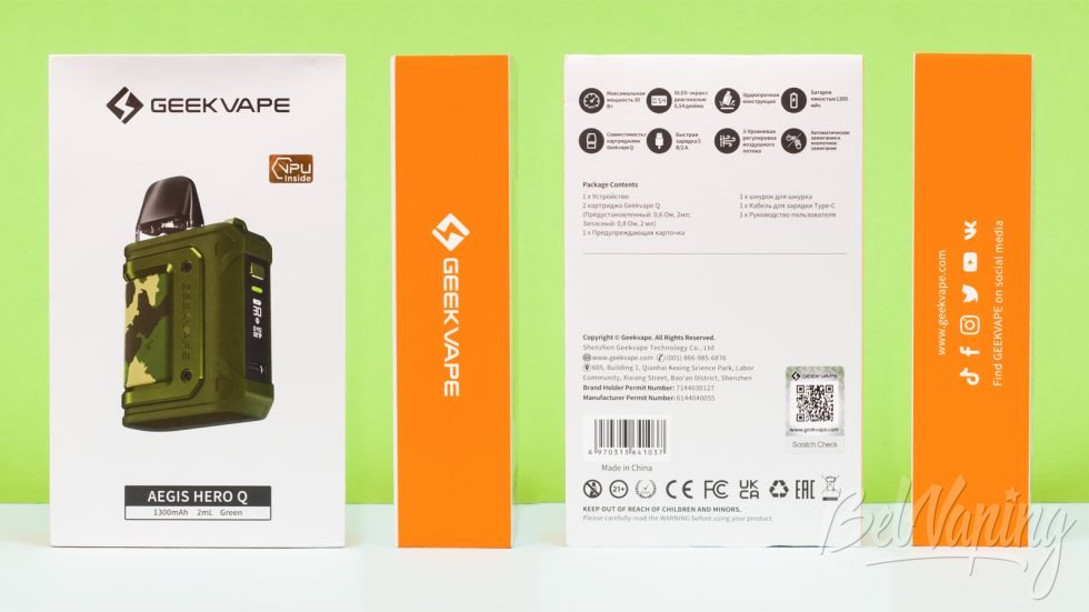 Обзор пода AEGIS HERO Q от Geekvape - упаковка