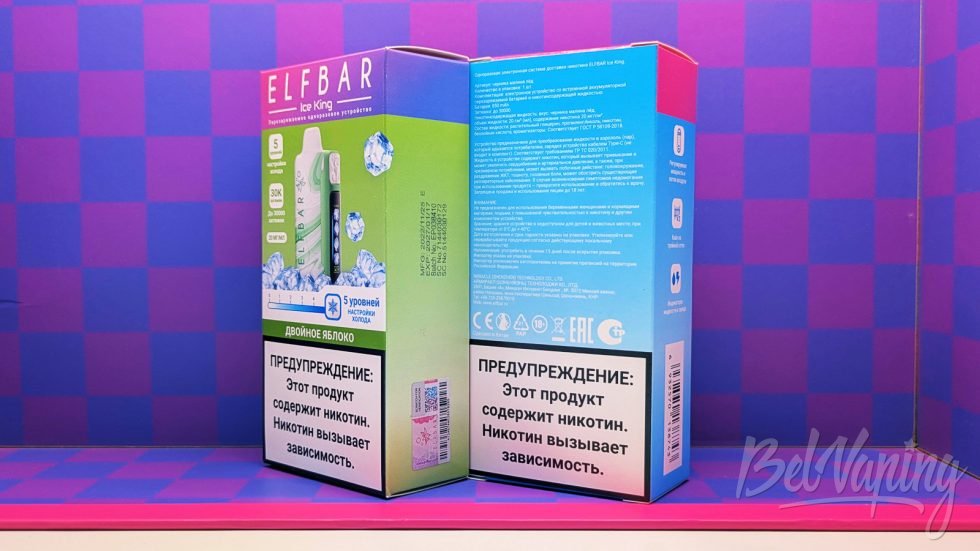 Упаковка одноразки Elfbar Ice King 30000