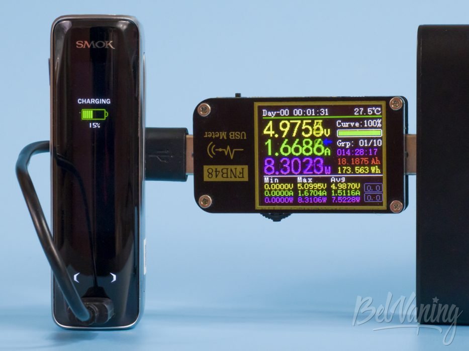 Обзор набора SMOK X-PRIV SOLO - процесс зарядки