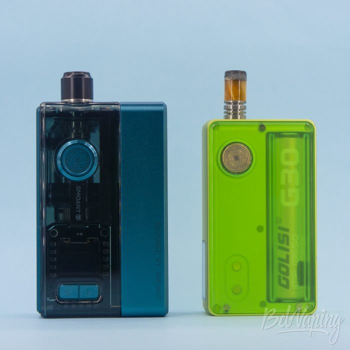 Сравнение размеров Smoant Knight AIO и Dotmod DotAIO V2 (справа)