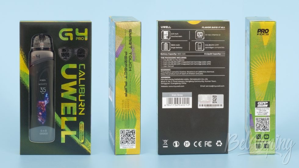 Обзор подика CALIBURN G4PRO от UWELL - упаковка