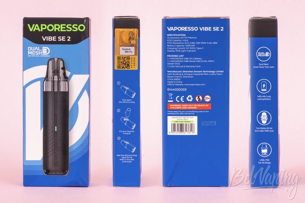 Обзор подика VIBE SE 2 от Vaporesso - упаковка